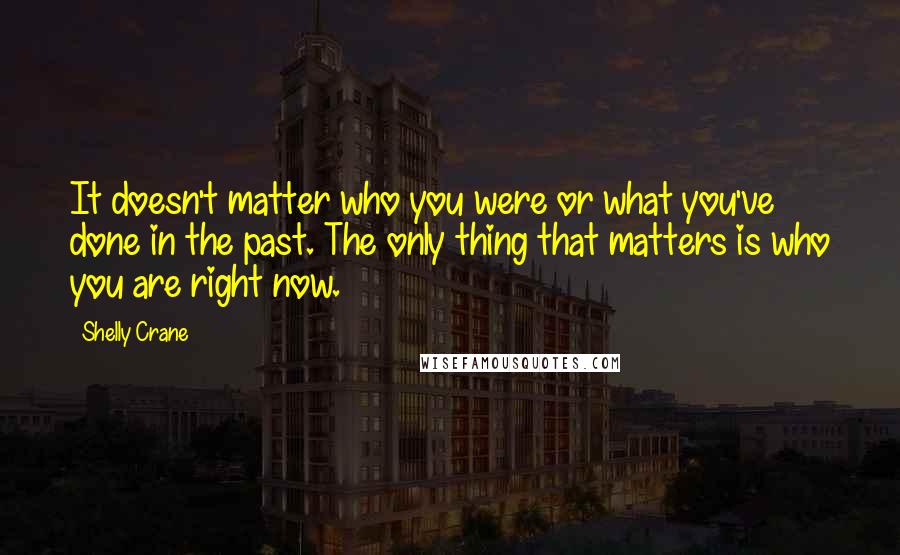 Shelly Crane Quotes: It doesn't matter who you were or what you've done in the past. The only thing that matters is who you are right now.