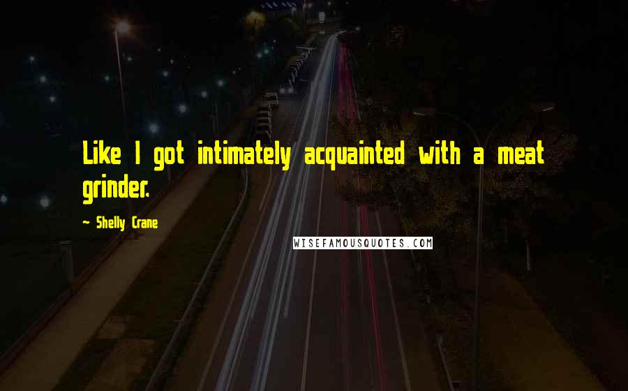 Shelly Crane Quotes: Like I got intimately acquainted with a meat grinder.