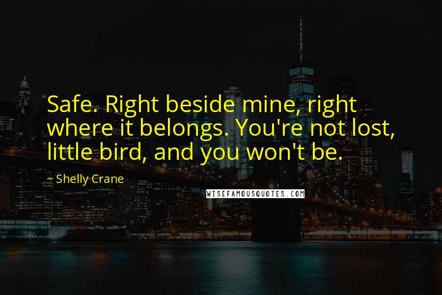 Shelly Crane Quotes: Safe. Right beside mine, right where it belongs. You're not lost, little bird, and you won't be.