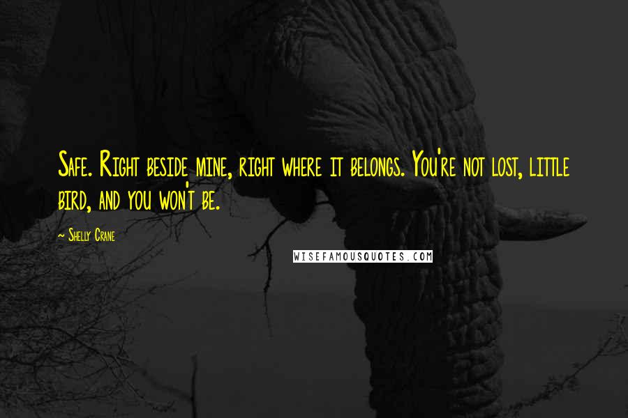 Shelly Crane Quotes: Safe. Right beside mine, right where it belongs. You're not lost, little bird, and you won't be.