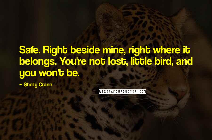 Shelly Crane Quotes: Safe. Right beside mine, right where it belongs. You're not lost, little bird, and you won't be.