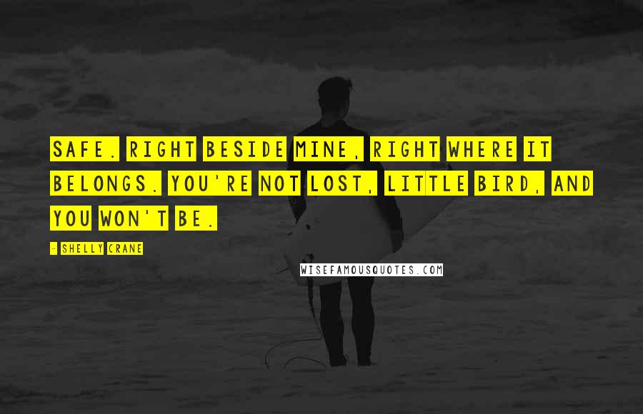 Shelly Crane Quotes: Safe. Right beside mine, right where it belongs. You're not lost, little bird, and you won't be.