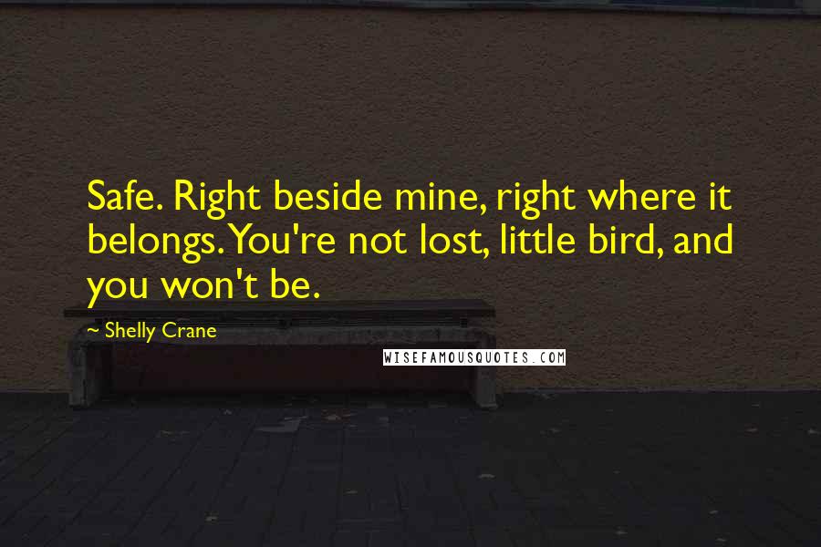 Shelly Crane Quotes: Safe. Right beside mine, right where it belongs. You're not lost, little bird, and you won't be.