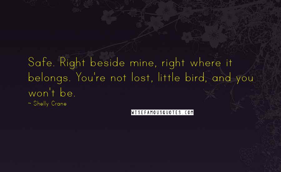 Shelly Crane Quotes: Safe. Right beside mine, right where it belongs. You're not lost, little bird, and you won't be.