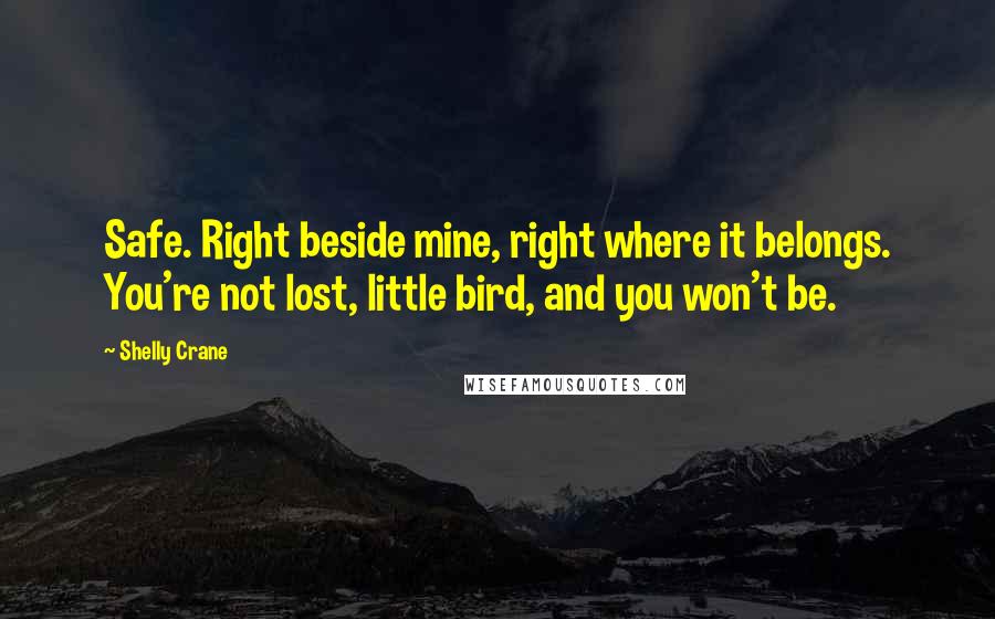 Shelly Crane Quotes: Safe. Right beside mine, right where it belongs. You're not lost, little bird, and you won't be.