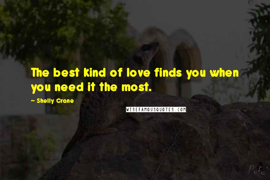 Shelly Crane Quotes: The best kind of love finds you when you need it the most.