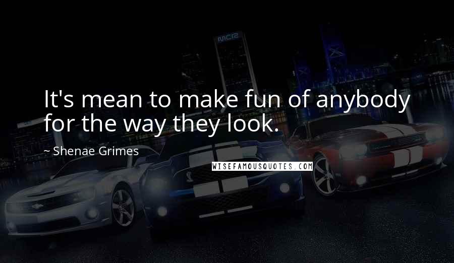 Shenae Grimes Quotes: It's mean to make fun of anybody for the way they look.