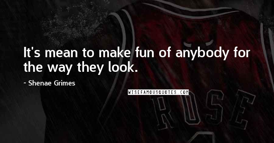 Shenae Grimes Quotes: It's mean to make fun of anybody for the way they look.