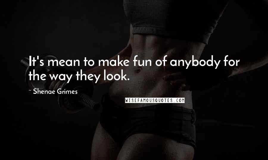 Shenae Grimes Quotes: It's mean to make fun of anybody for the way they look.