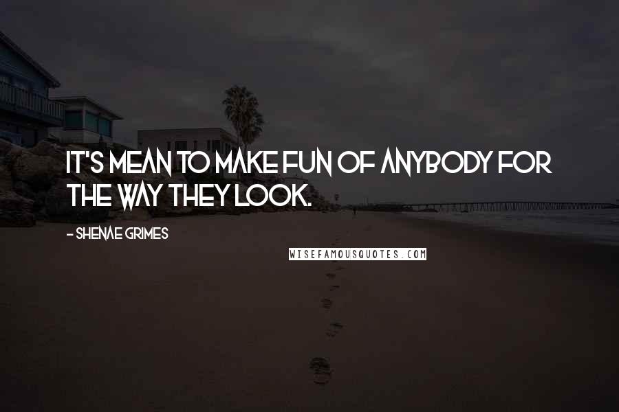 Shenae Grimes Quotes: It's mean to make fun of anybody for the way they look.