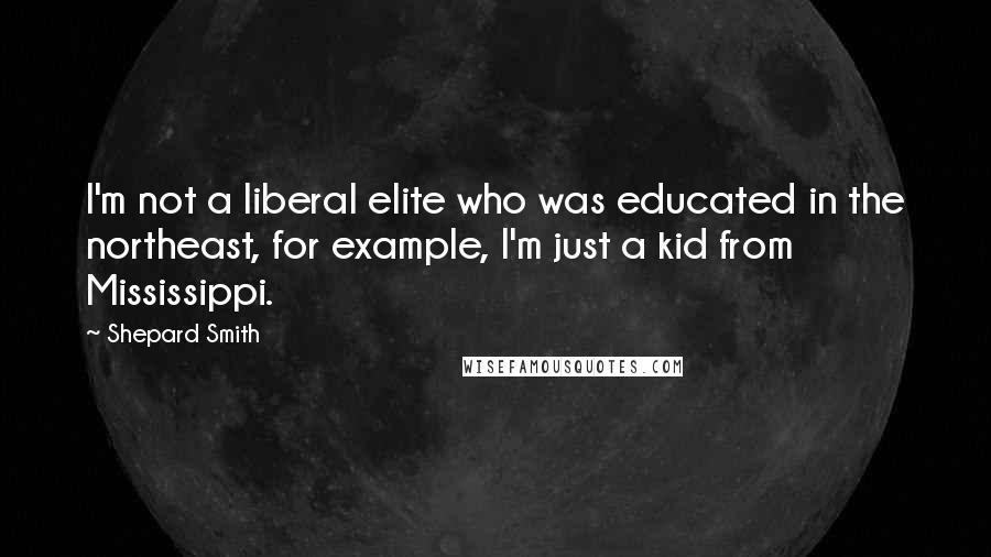 Shepard Smith Quotes: I'm not a liberal elite who was educated in the northeast, for example, I'm just a kid from Mississippi.