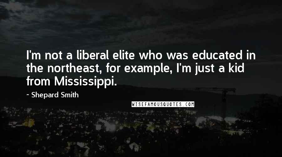 Shepard Smith Quotes: I'm not a liberal elite who was educated in the northeast, for example, I'm just a kid from Mississippi.