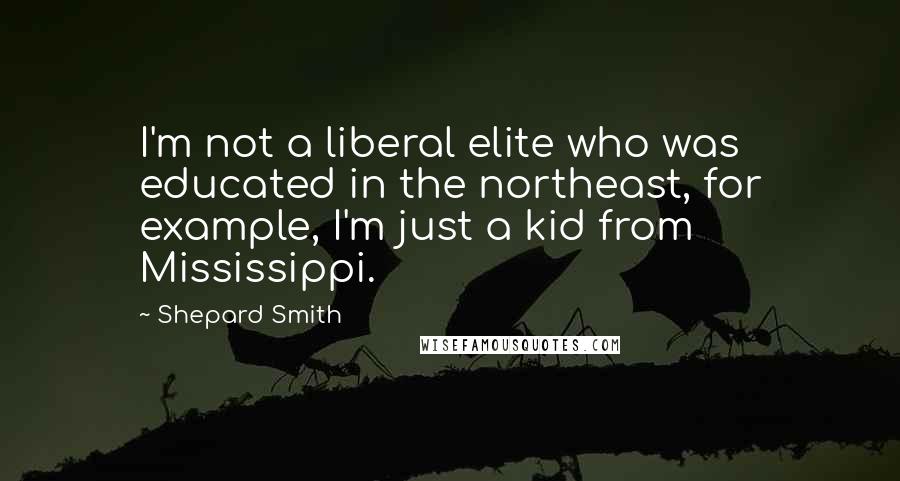 Shepard Smith Quotes: I'm not a liberal elite who was educated in the northeast, for example, I'm just a kid from Mississippi.