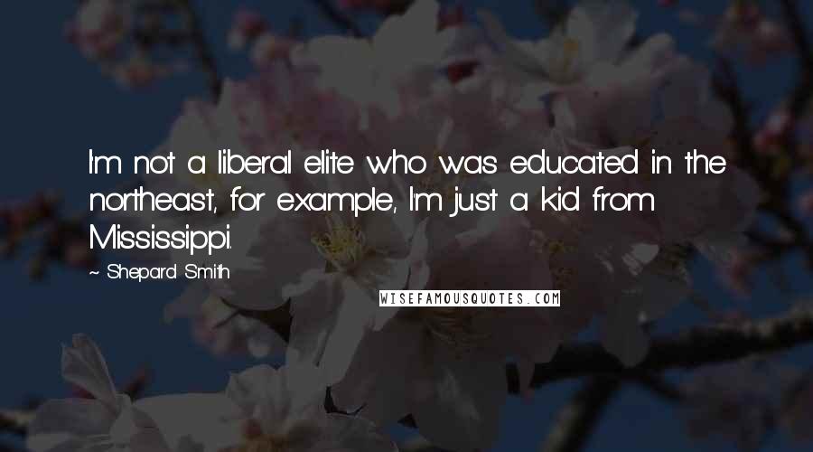 Shepard Smith Quotes: I'm not a liberal elite who was educated in the northeast, for example, I'm just a kid from Mississippi.