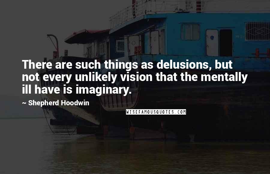 Shepherd Hoodwin Quotes: There are such things as delusions, but not every unlikely vision that the mentally ill have is imaginary.