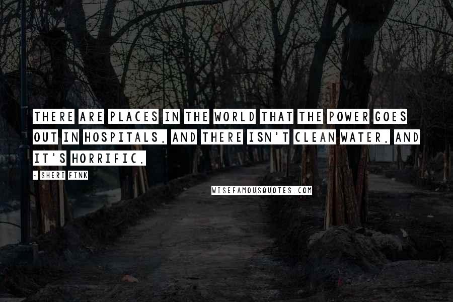 Sheri Fink Quotes: There are places in the world that the power goes out in hospitals, and there isn't clean water, and it's horrific.