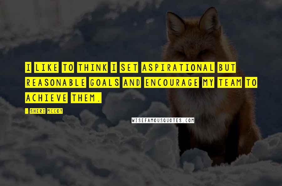 Sheri McCoy Quotes: I like to think I set aspirational but reasonable goals and encourage my team to achieve them.