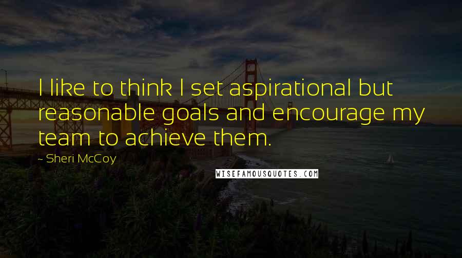Sheri McCoy Quotes: I like to think I set aspirational but reasonable goals and encourage my team to achieve them.