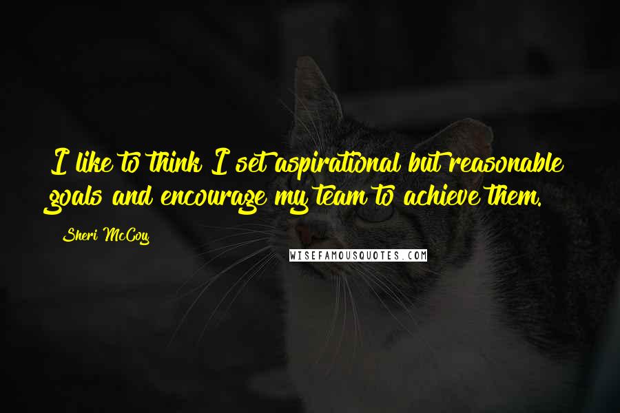 Sheri McCoy Quotes: I like to think I set aspirational but reasonable goals and encourage my team to achieve them.