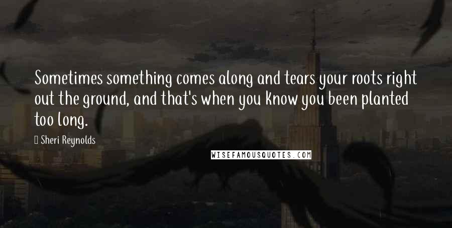 Sheri Reynolds Quotes: Sometimes something comes along and tears your roots right out the ground, and that's when you know you been planted too long.