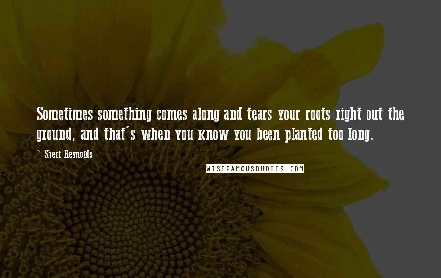 Sheri Reynolds Quotes: Sometimes something comes along and tears your roots right out the ground, and that's when you know you been planted too long.