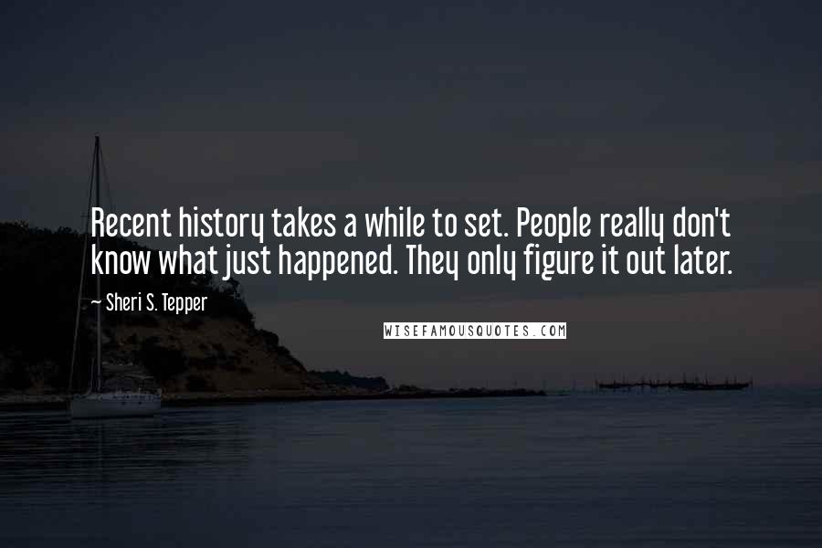 Sheri S. Tepper Quotes: Recent history takes a while to set. People really don't know what just happened. They only figure it out later.