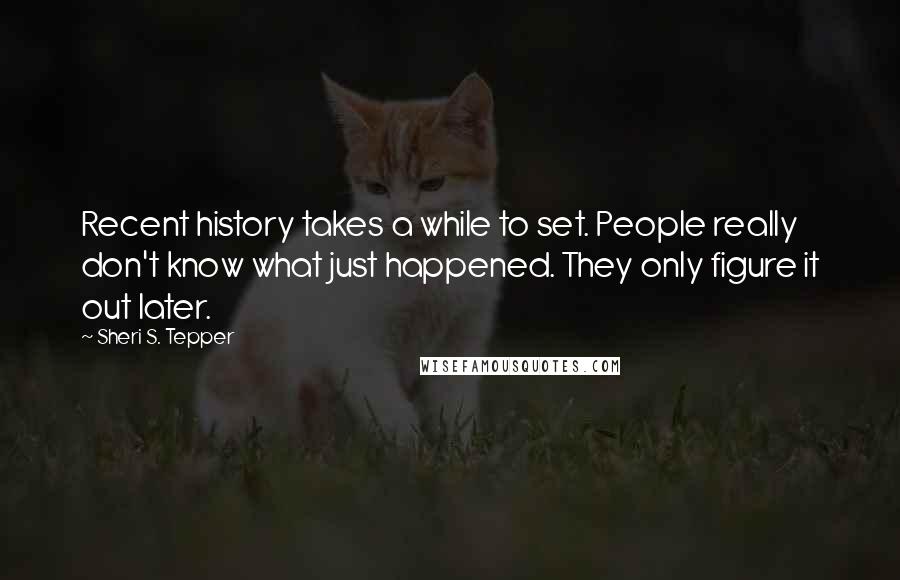 Sheri S. Tepper Quotes: Recent history takes a while to set. People really don't know what just happened. They only figure it out later.