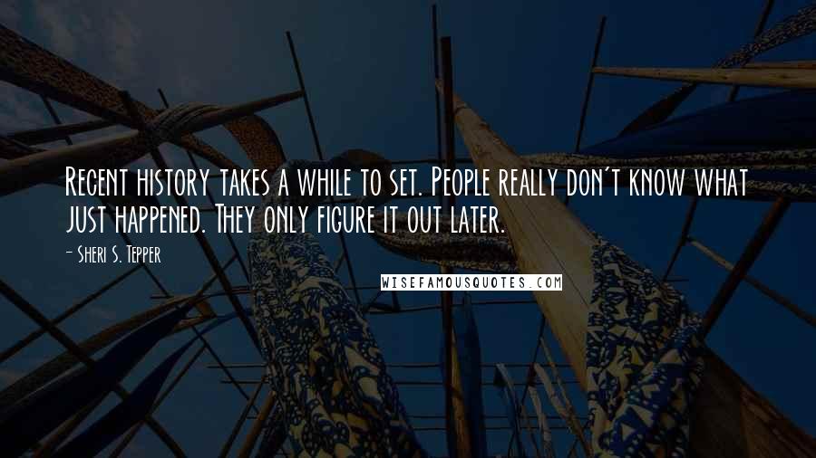 Sheri S. Tepper Quotes: Recent history takes a while to set. People really don't know what just happened. They only figure it out later.