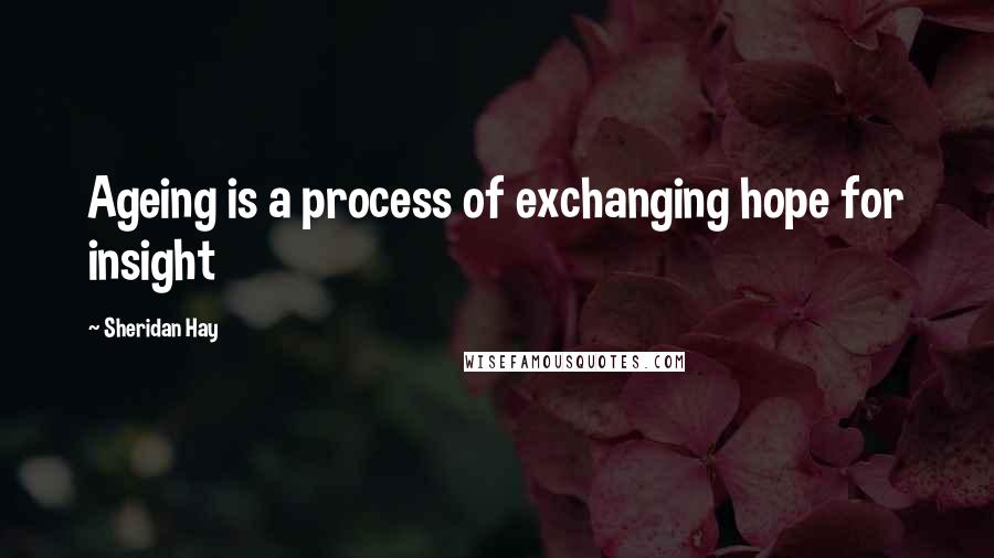 Sheridan Hay Quotes: Ageing is a process of exchanging hope for insight