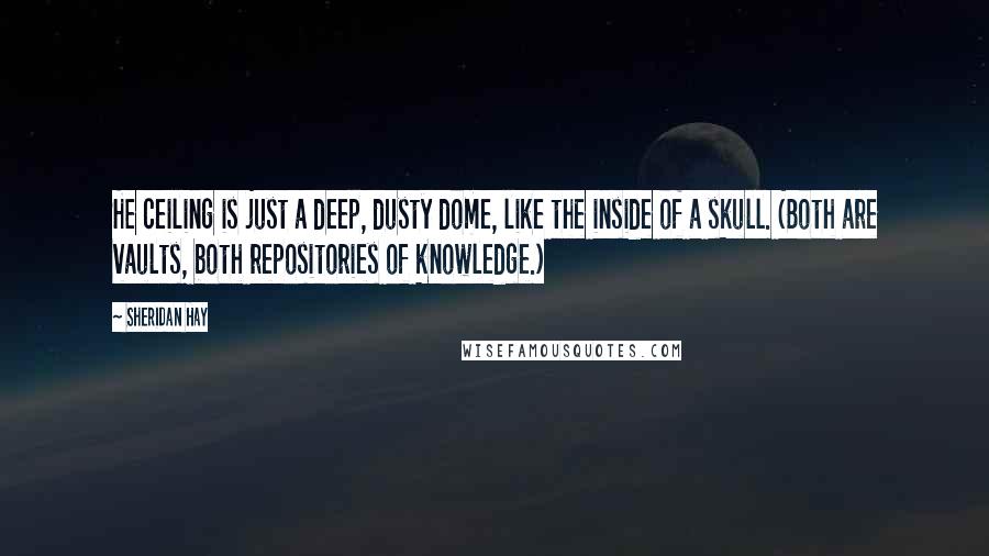 Sheridan Hay Quotes: He ceiling is just a deep, dusty dome, like the inside of a skull. (Both are vaults, both repositories of knowledge.)