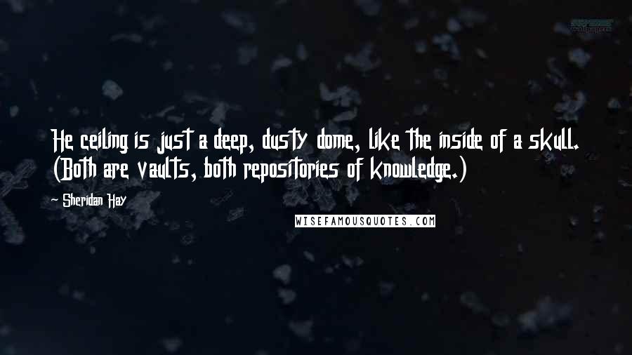 Sheridan Hay Quotes: He ceiling is just a deep, dusty dome, like the inside of a skull. (Both are vaults, both repositories of knowledge.)