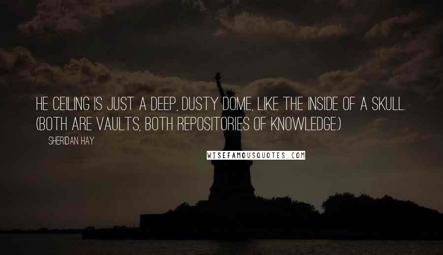 Sheridan Hay Quotes: He ceiling is just a deep, dusty dome, like the inside of a skull. (Both are vaults, both repositories of knowledge.)