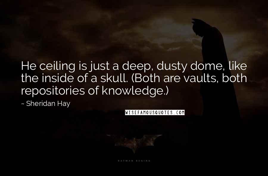 Sheridan Hay Quotes: He ceiling is just a deep, dusty dome, like the inside of a skull. (Both are vaults, both repositories of knowledge.)