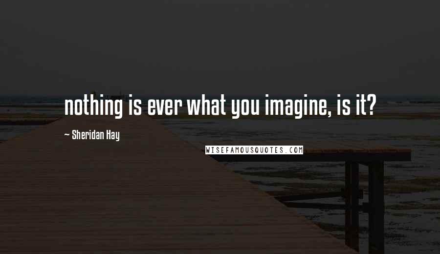 Sheridan Hay Quotes: nothing is ever what you imagine, is it?