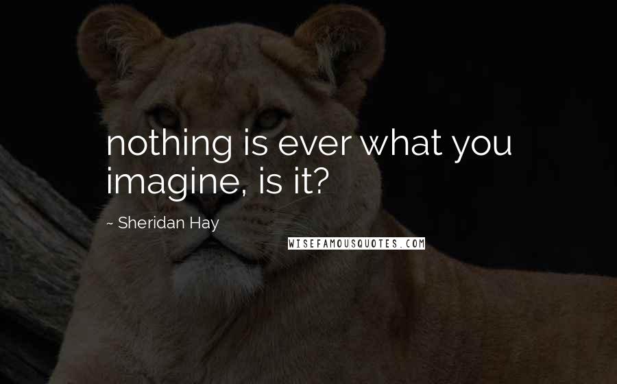 Sheridan Hay Quotes: nothing is ever what you imagine, is it?