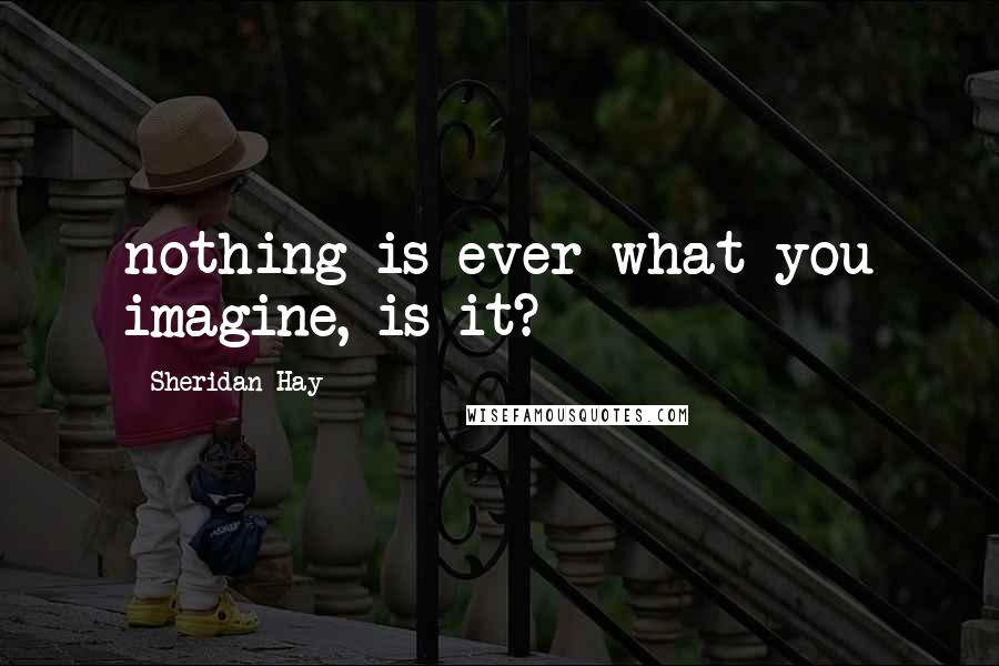 Sheridan Hay Quotes: nothing is ever what you imagine, is it?