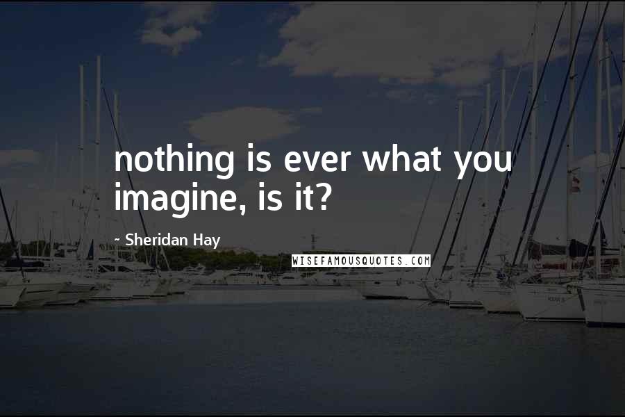 Sheridan Hay Quotes: nothing is ever what you imagine, is it?