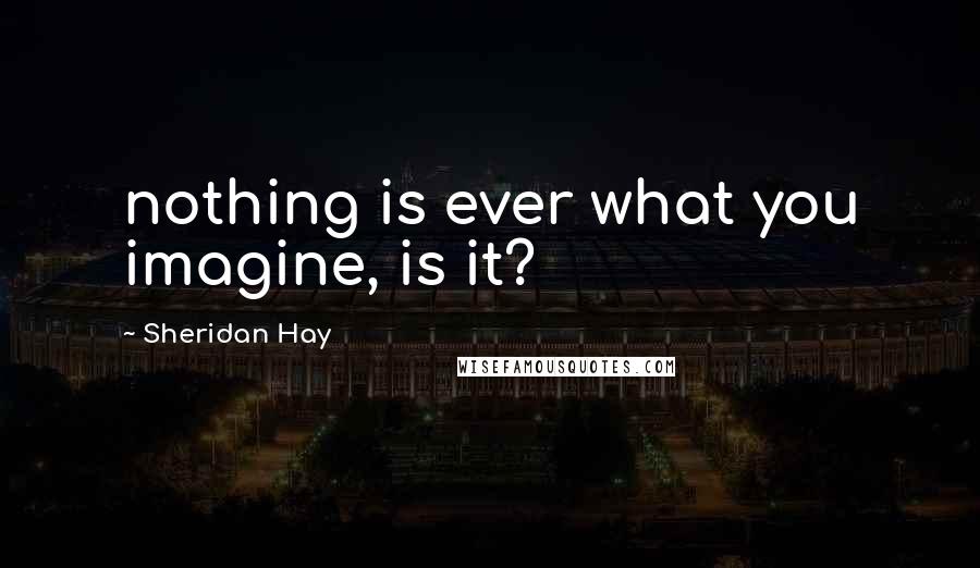 Sheridan Hay Quotes: nothing is ever what you imagine, is it?