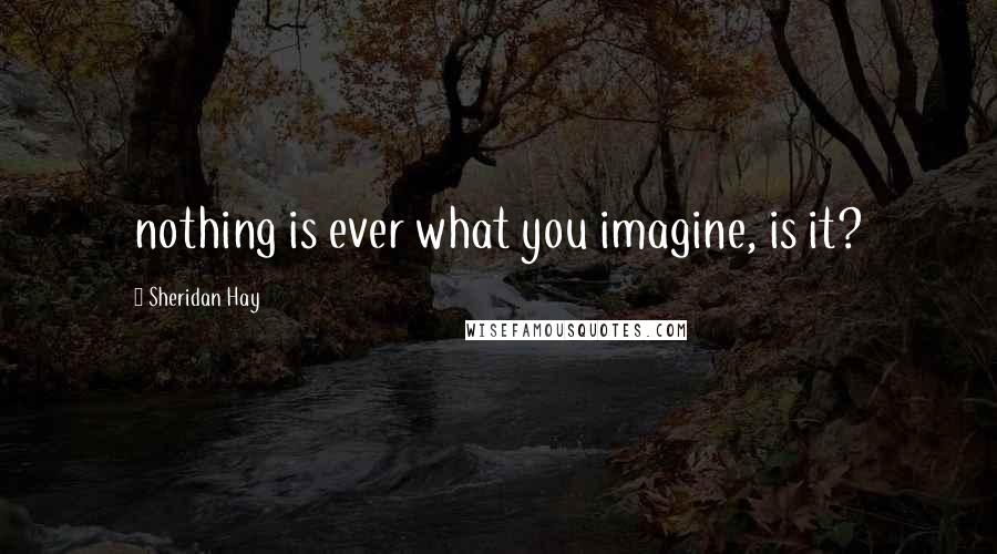 Sheridan Hay Quotes: nothing is ever what you imagine, is it?