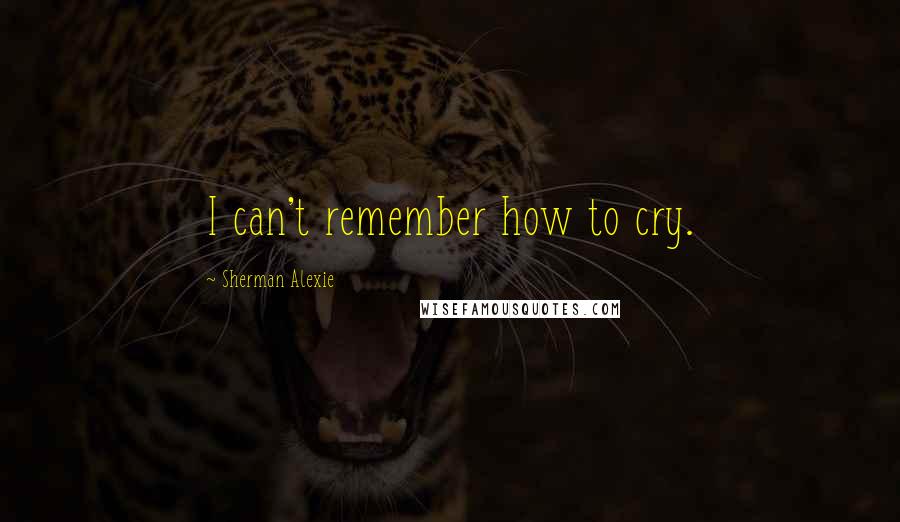 Sherman Alexie Quotes: I can't remember how to cry.