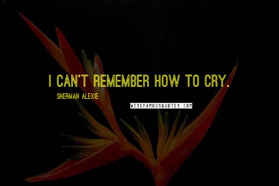 Sherman Alexie Quotes: I can't remember how to cry.