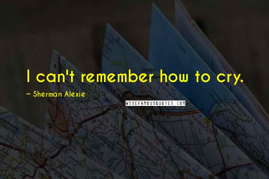 Sherman Alexie Quotes: I can't remember how to cry.
