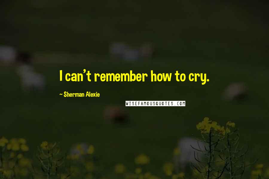 Sherman Alexie Quotes: I can't remember how to cry.