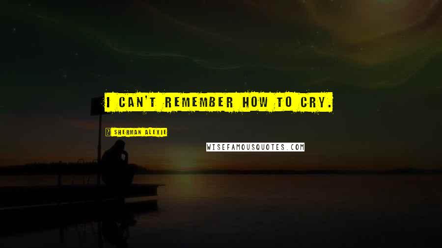 Sherman Alexie Quotes: I can't remember how to cry.