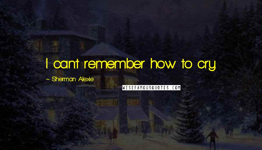 Sherman Alexie Quotes: I can't remember how to cry.