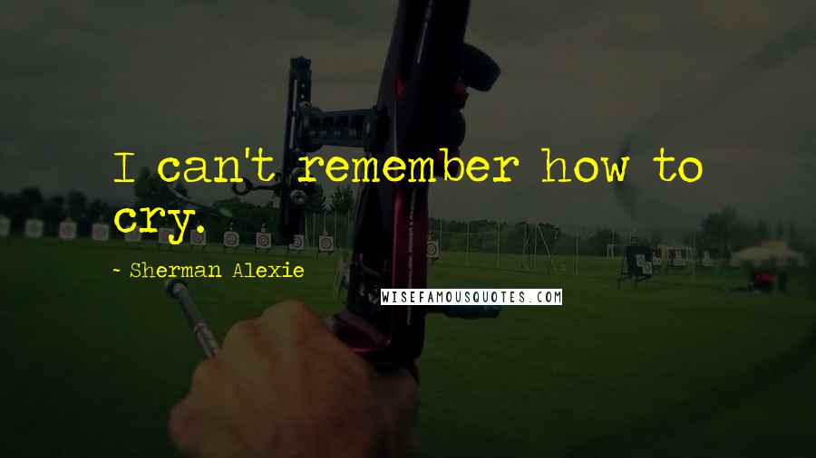 Sherman Alexie Quotes: I can't remember how to cry.