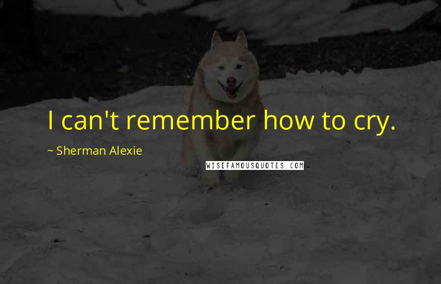 Sherman Alexie Quotes: I can't remember how to cry.