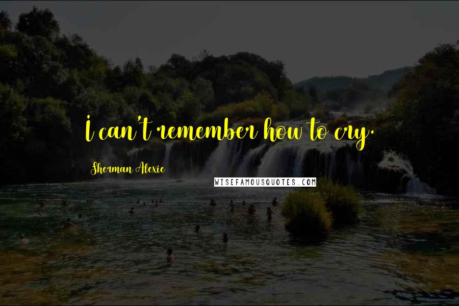 Sherman Alexie Quotes: I can't remember how to cry.