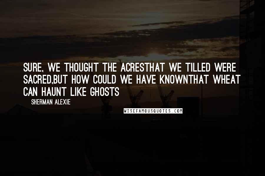 Sherman Alexie Quotes: Sure, we thought the acresThat we tilled were sacred,But how could we have knownThat wheat can haunt like ghosts