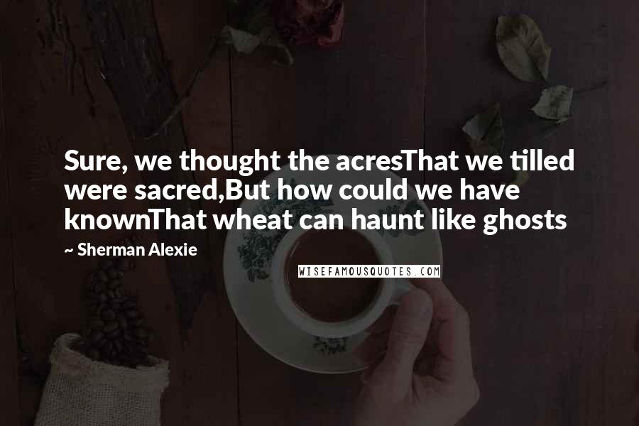 Sherman Alexie Quotes: Sure, we thought the acresThat we tilled were sacred,But how could we have knownThat wheat can haunt like ghosts
